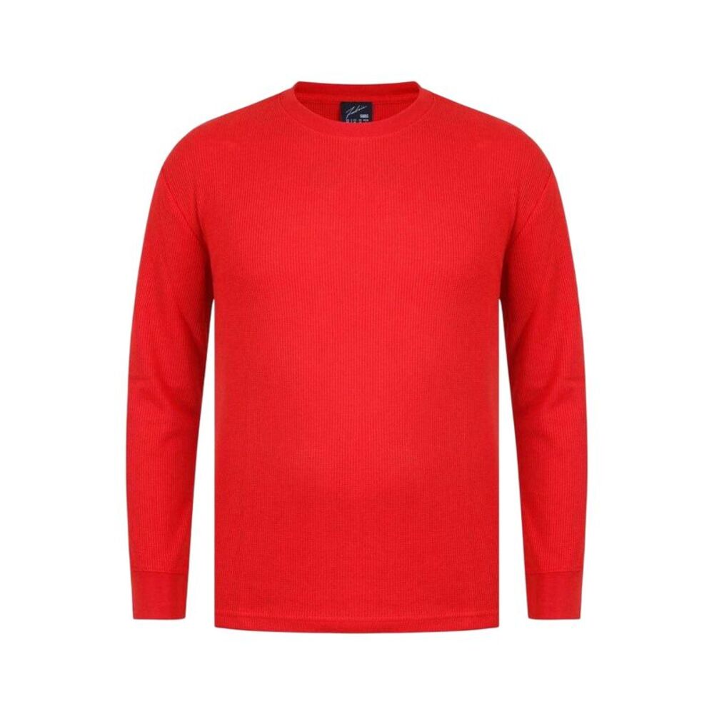 Fabric Mens Waffle Long-Sleeved T-Shirt / Red